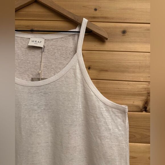 NWT Wrap London Size XL White Linen Spaghetti Strap Tank Top - Picture 4 of 9